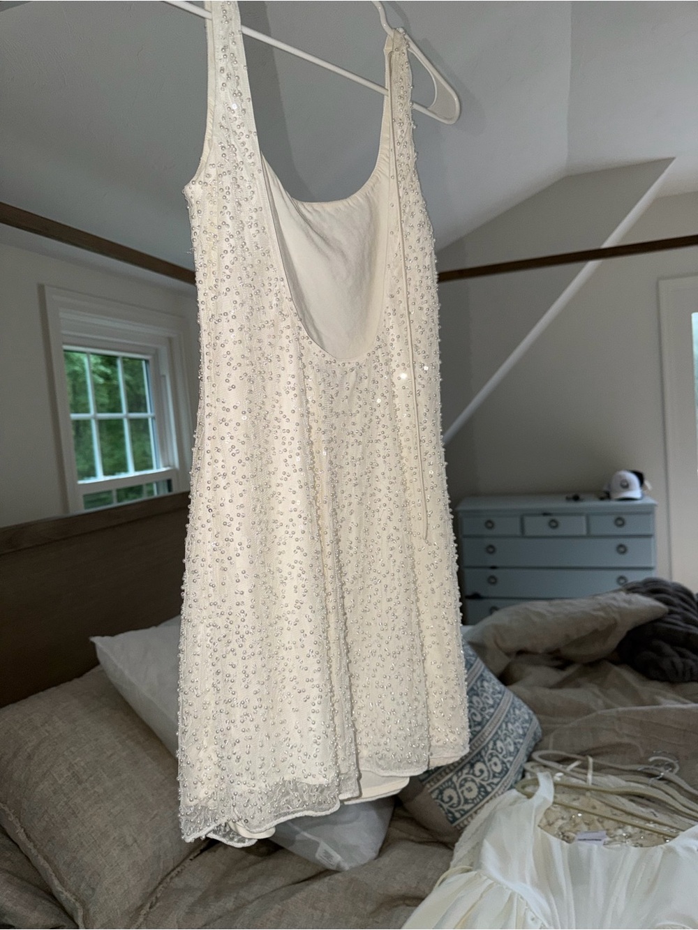 Abercrombie & Fitch Ivory Beaded Mini Dress